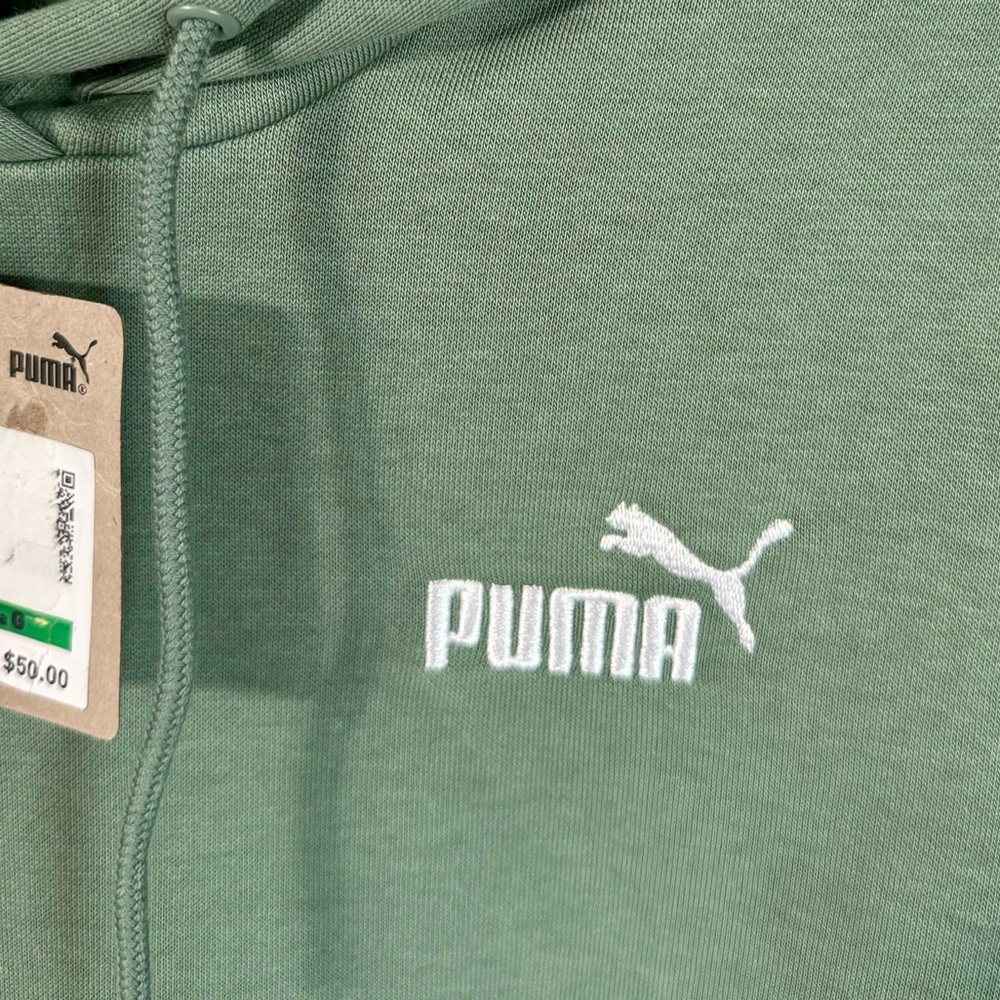 Puma Unisex Small Logo Green kangaroo pocket hoodie Size L - Picture 6 of 13